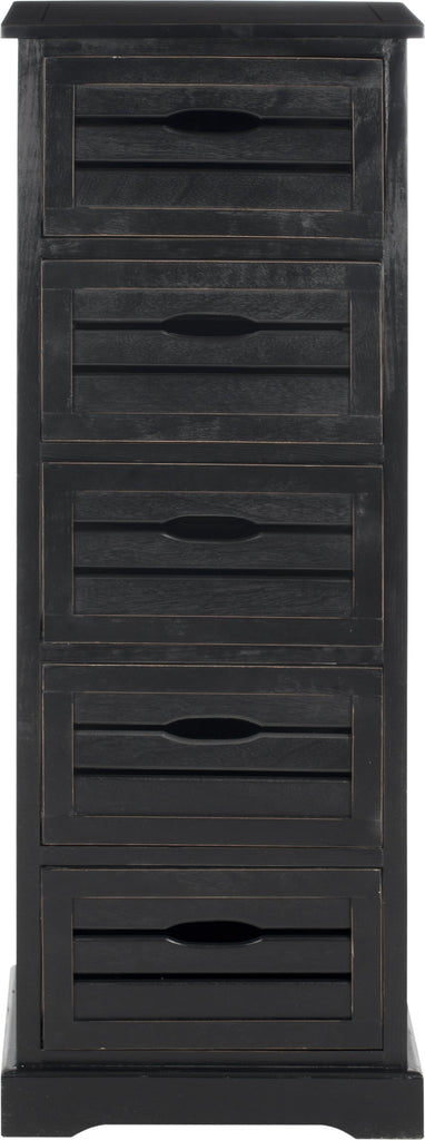 Safavieh Sarina 5 Drawer Cabinet Distressed Black Furniture main image