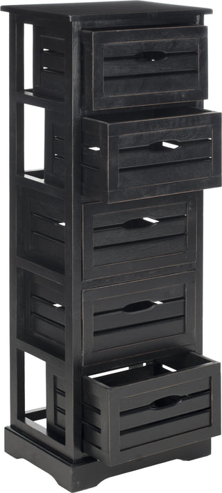 Safavieh Sarina 5 Drawer Cabinet Distressed Black Furniture 