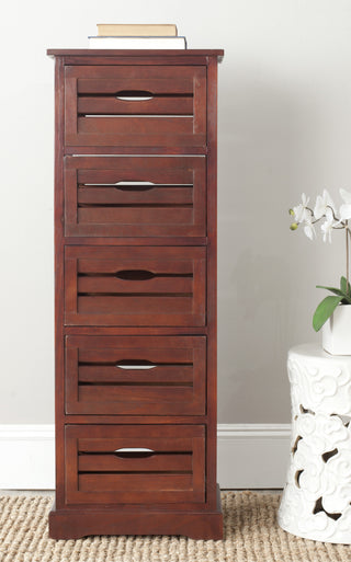 Safavieh Sarina 5 Drawer Cabinet Cherry Furniture  Feature