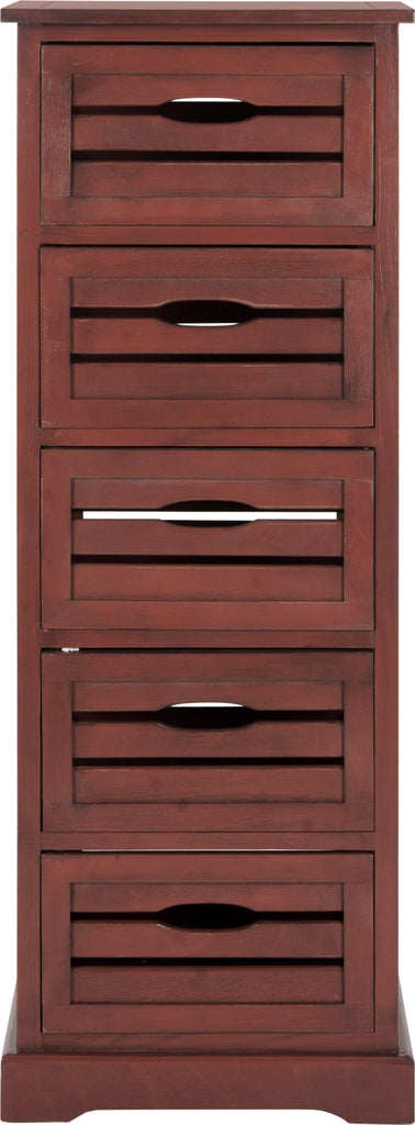 Safavieh Sarina 5 Drawer Cabinet Red Furniture main image