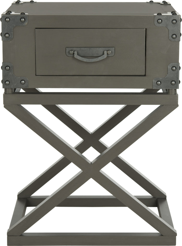 Safavieh Dunstan Accent Table With Storage Drawer Grey Furniture main image