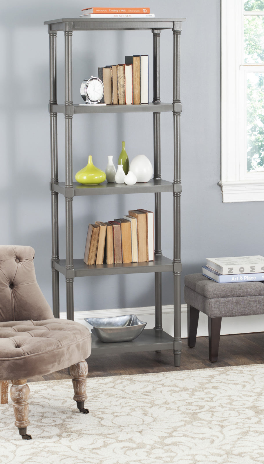 Safavieh Odessa 5 Tier Bookcase Grey Furniture  Feature