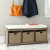 Safavieh Lonan Wicker Storage Bench Grey and White Furniture  Feature