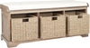 Safavieh Lonan Wicker Storage Bench Grey and White Furniture 