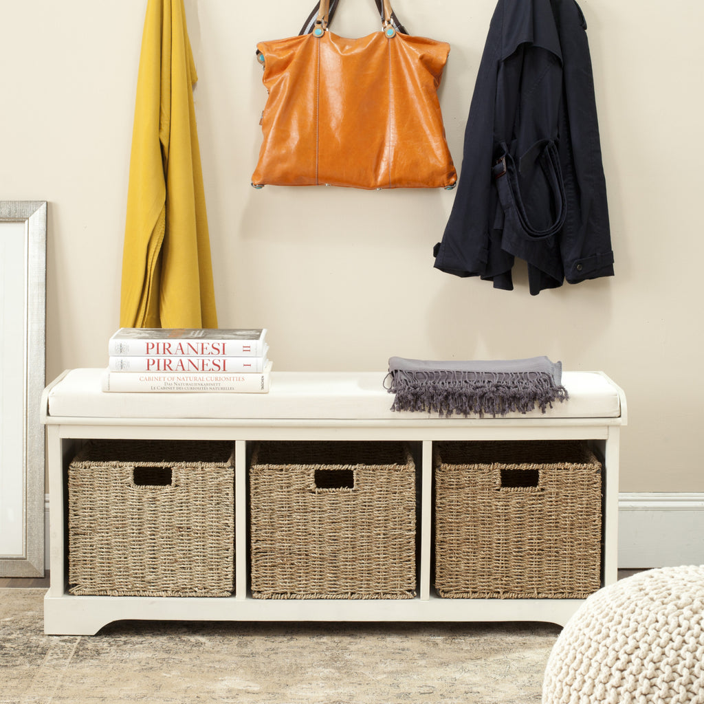 Safavieh Lonan Wicker Storage Bench White Furniture  Feature