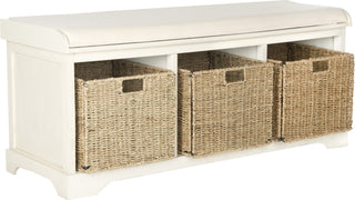 Safavieh Lonan Wicker Storage Bench White Furniture 