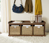 Safavieh Lonan Wicker Storage Bench Medium Walnut and White Furniture  Feature