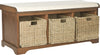 Safavieh Lonan Wicker Storage Bench Medium Walnut and White Furniture 