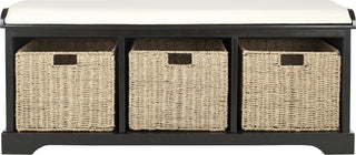 Safavieh Lonan Wicker Storage Bench Black and White Furniture main image