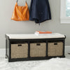 Safavieh Lonan Wicker Storage Bench Black and White Furniture  Feature