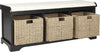 Safavieh Lonan Wicker Storage Bench Black and White Furniture 
