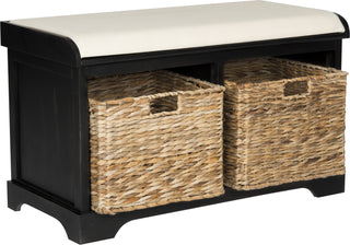 Safavieh Freddy Wicker Storage Bench Distressed Black Furniture 