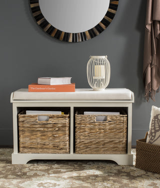 Safavieh Freddy Wicker Storage Bench Distressed White Furniture  Feature