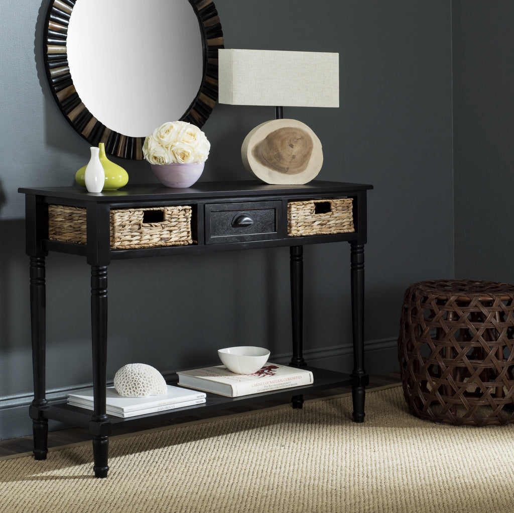 Safavieh Christa Console Table With Storage Distressed Black Furniture  Feature