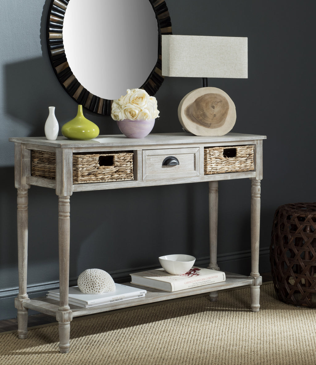 Safavieh Christa Console Table With Storage Vintage White Furniture  Feature