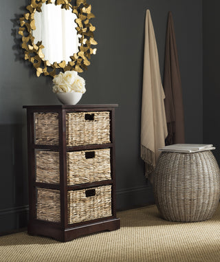 Safavieh Halle 3 Wicker Basket Storage Side Table Cherry Furniture  Feature