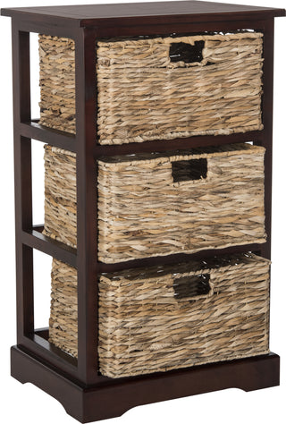 Safavieh Halle 3 Wicker Basket Storage Side Table Cherry Furniture 