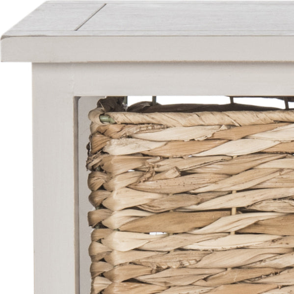 Safavieh Halle 3 Wicker Basket Storage Side Table Vintage Grey
