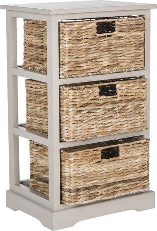 Safavieh Halle 3 Wicker Basket Storage Side Table Vintage Grey Furniture 