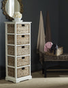 Safavieh Vedette 5 Wicker Basket Storage Tower Distressed White Furniture  Feature