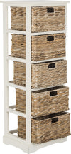 Safavieh Vedette 5 Wicker Basket Storage Tower Distressed White Furniture 