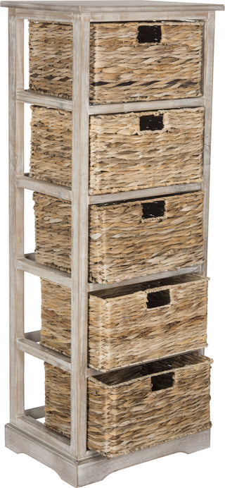 Safavieh Vedette 5 Wicker Basket Storage Tower Vintage White Furniture 