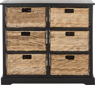 Safavieh Keenan 6 Wicker Basket Storage Chest Distressed Black Furniture main image