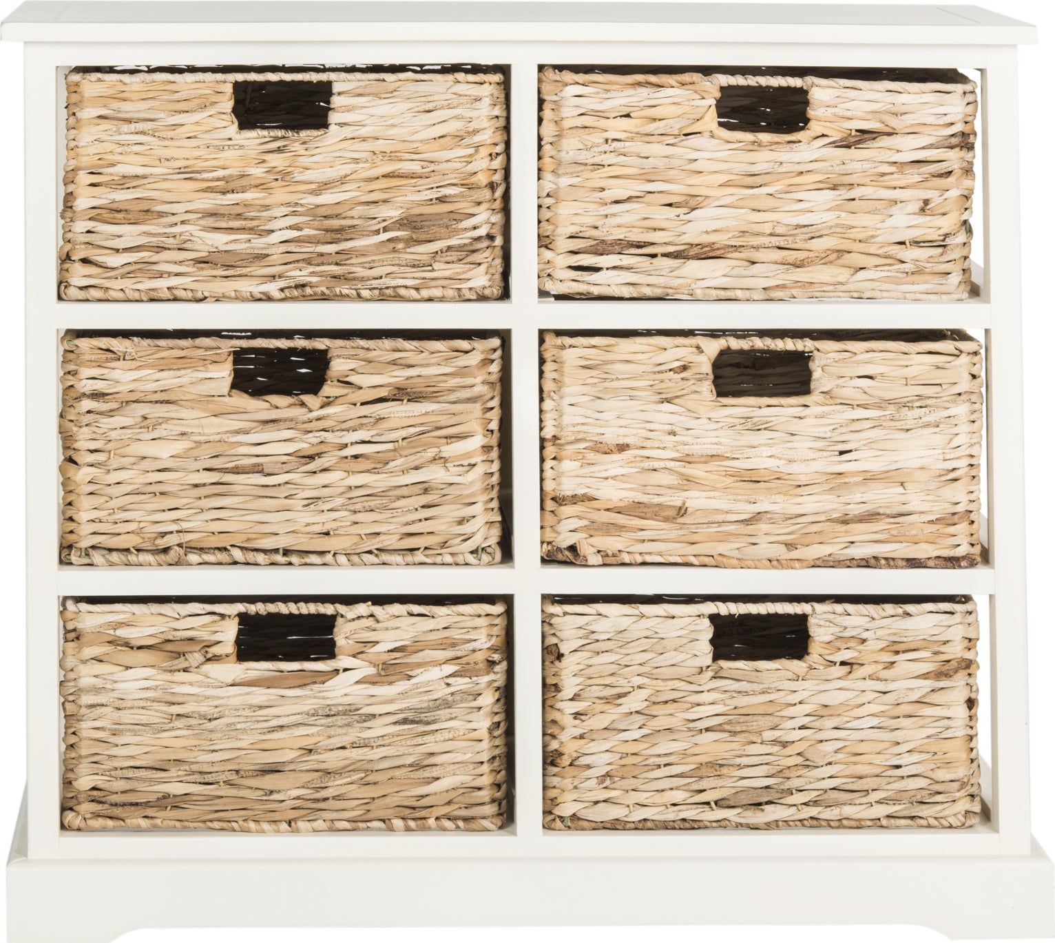 Safavieh Keenan 6 Wicker Basket Storage Chest Distressed White Furniture main image
