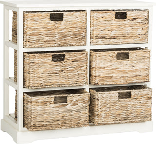 Safavieh Keenan 6 Wicker Basket Storage Chest Distressed White Furniture 