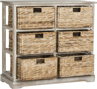 Safavieh Keenan 6 Wicker Basket Storage Chest Vintage White Furniture 