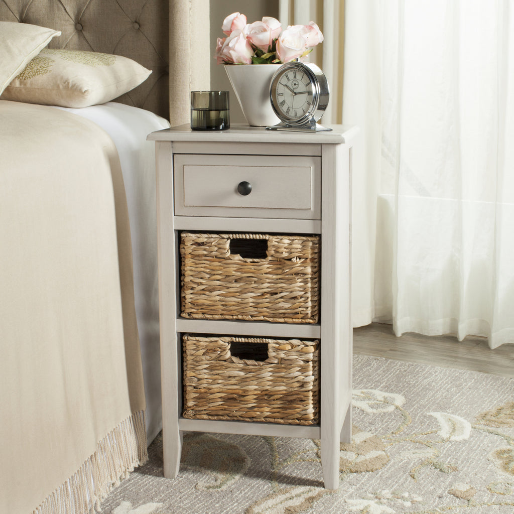 Safavieh Everly Drawer Side Table Vintage Grey Furniture  Feature