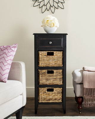 Safavieh Michaela Drawer Side Table Distressed Black Furniture  Feature