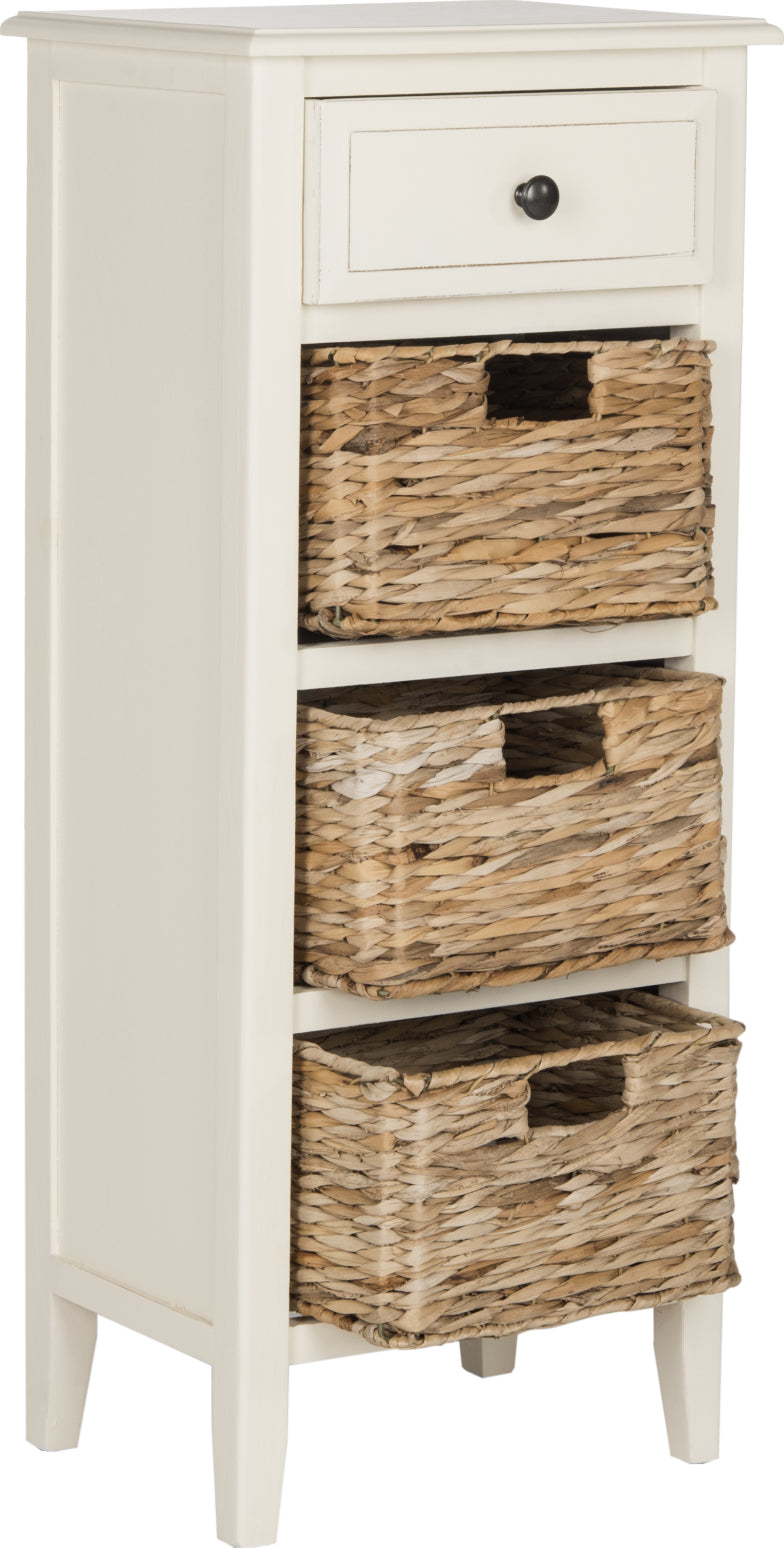 Safavieh Michaela Drawer Side Table Distressed White Incredible Rugs