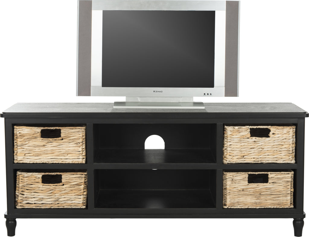 Safavieh Rooney Entertainment Unit Distressed Black Furniture main image