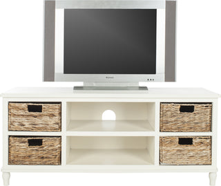 Safavieh Rooney Entertainment Unit Distressed White Furniture main image