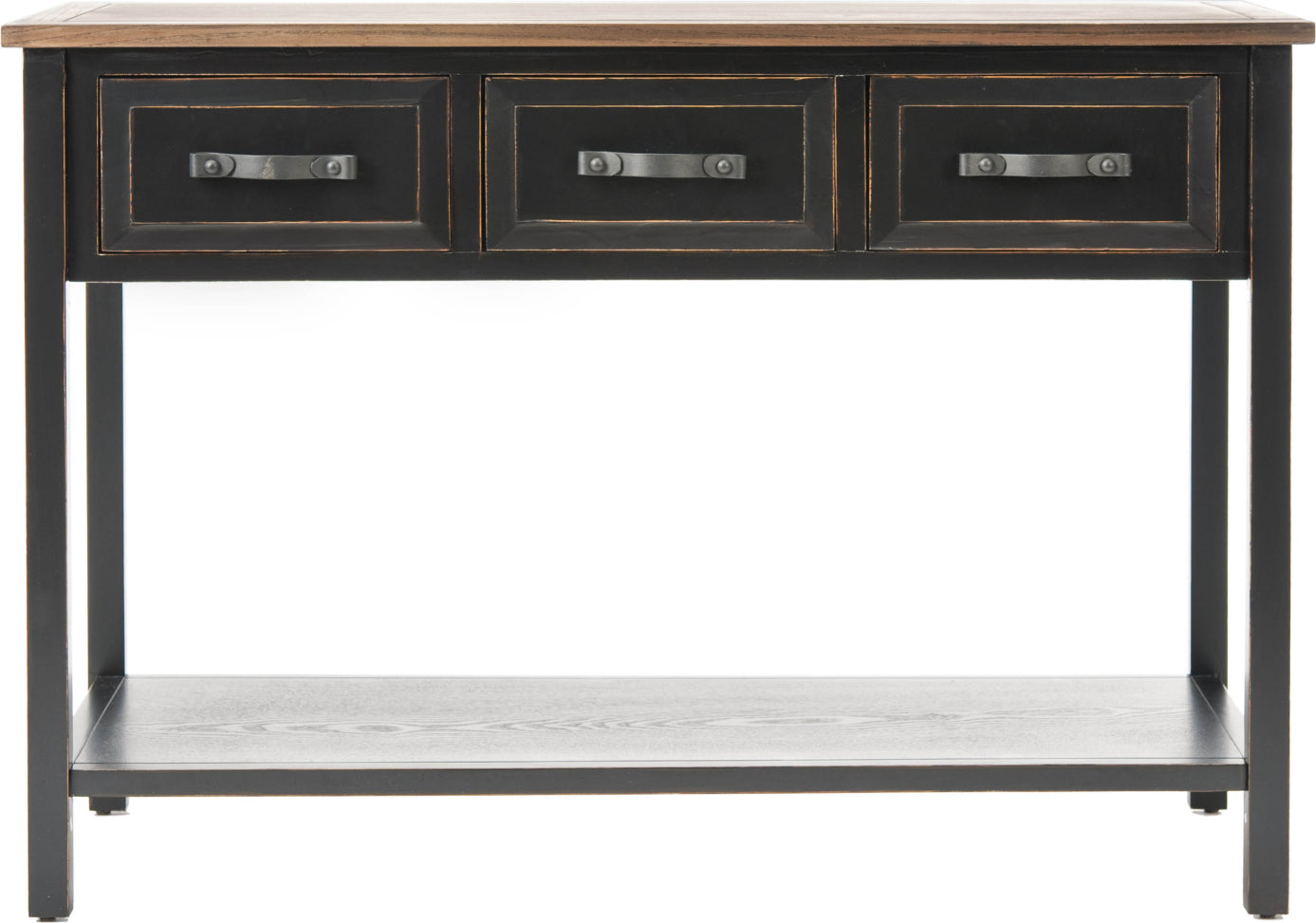 Safavieh Aiden 3 Drawer Console Table Black and Oak Furniture main image
