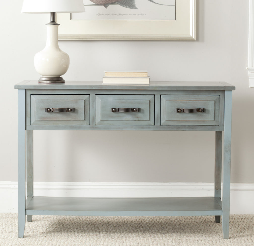 Safavieh Aiden 3 Drawer Console Table Barn Blue Furniture  Feature