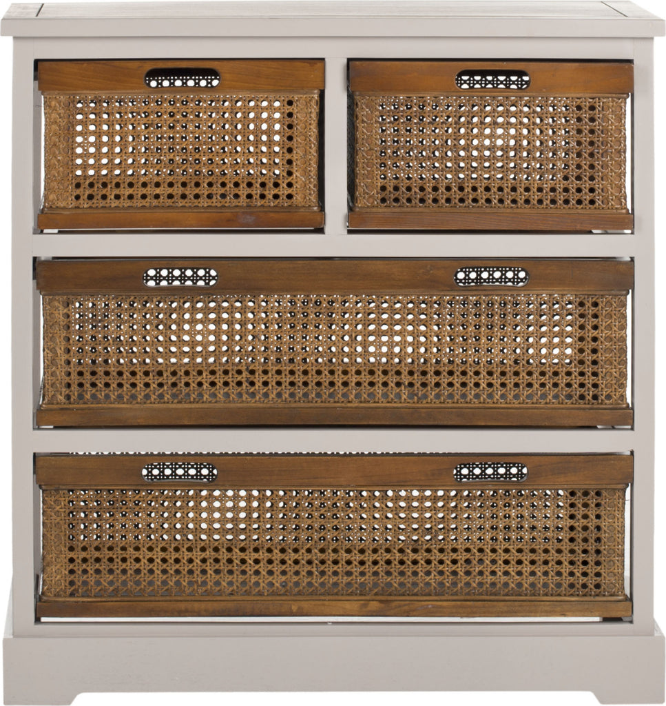 Safavieh Jackson 4 Drawer Storage Unit Quartz Grey and Cane Furniture main image