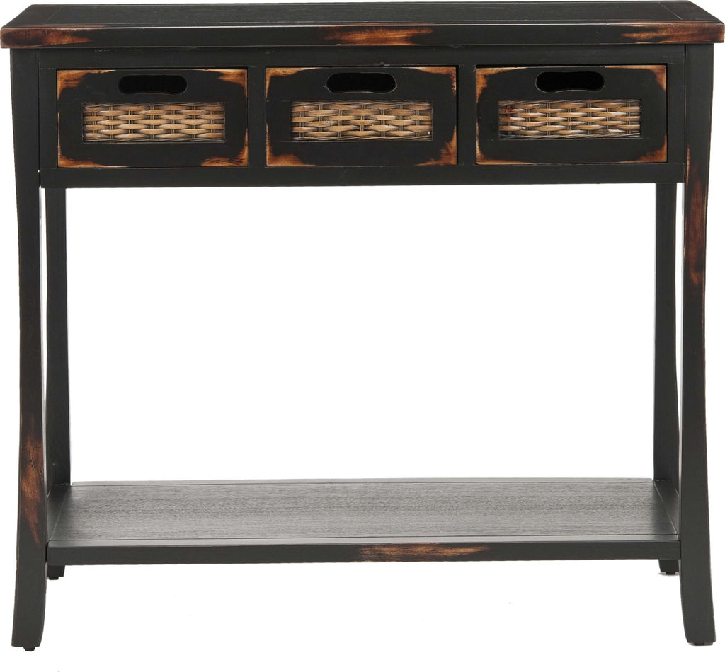 Safavieh Autumn 3 Drawer Console Distressed Black Furniture main image