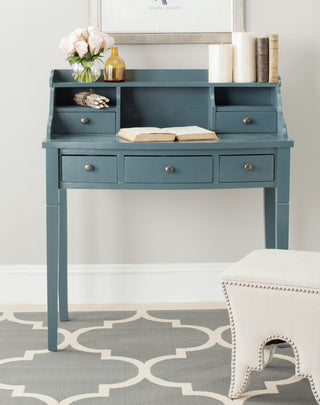 Safavieh Landon 5 Drawer Writing Desk Slate Teal Furniture  Feature