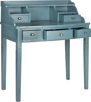 Safavieh Landon 5 Drawer Writing Desk Slate Teal Furniture 