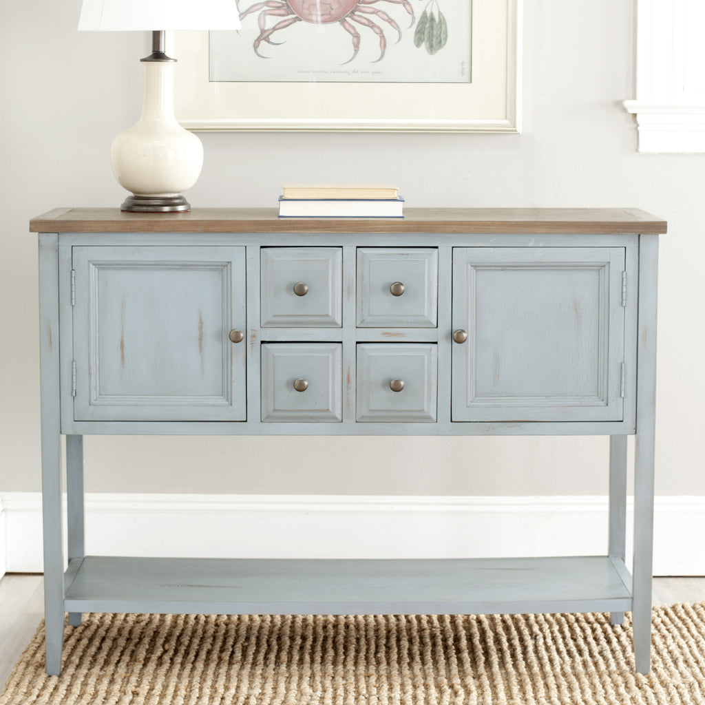 Safavieh Charlotte Storage Sideboard Barn Blue and Oak Furniture  Feature