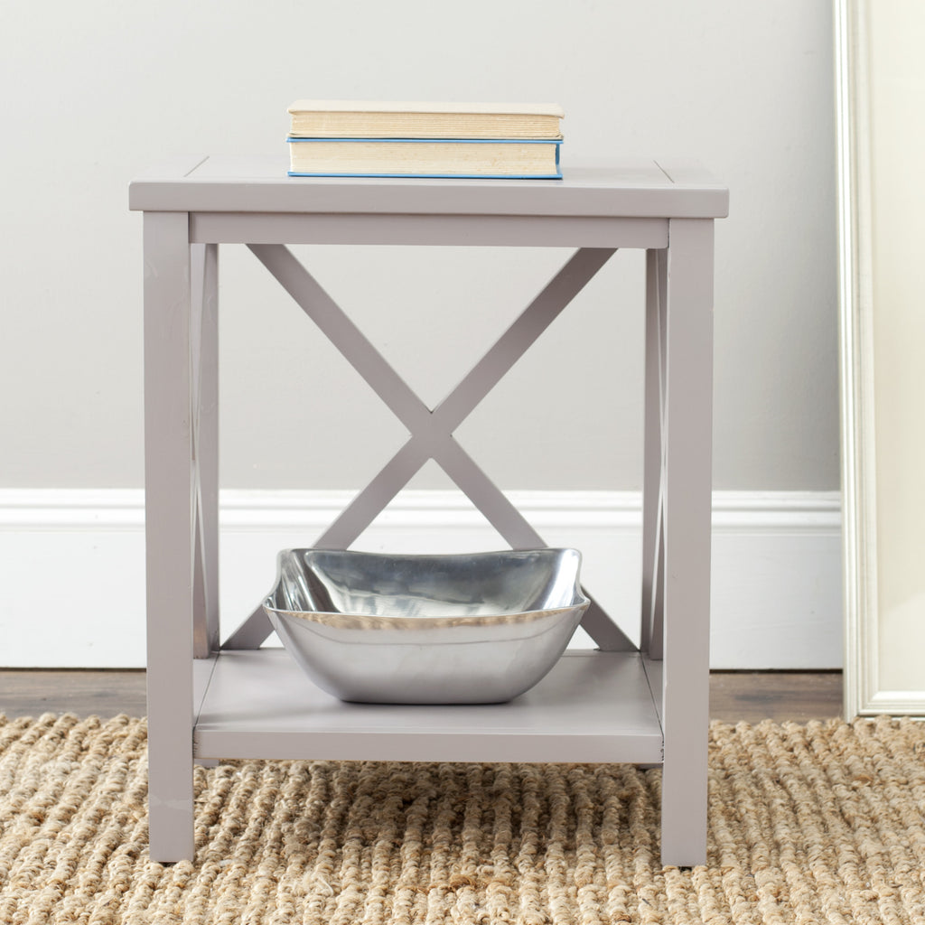 Safavieh Candence Cross Back End Table Quartz Grey Furniture  Feature