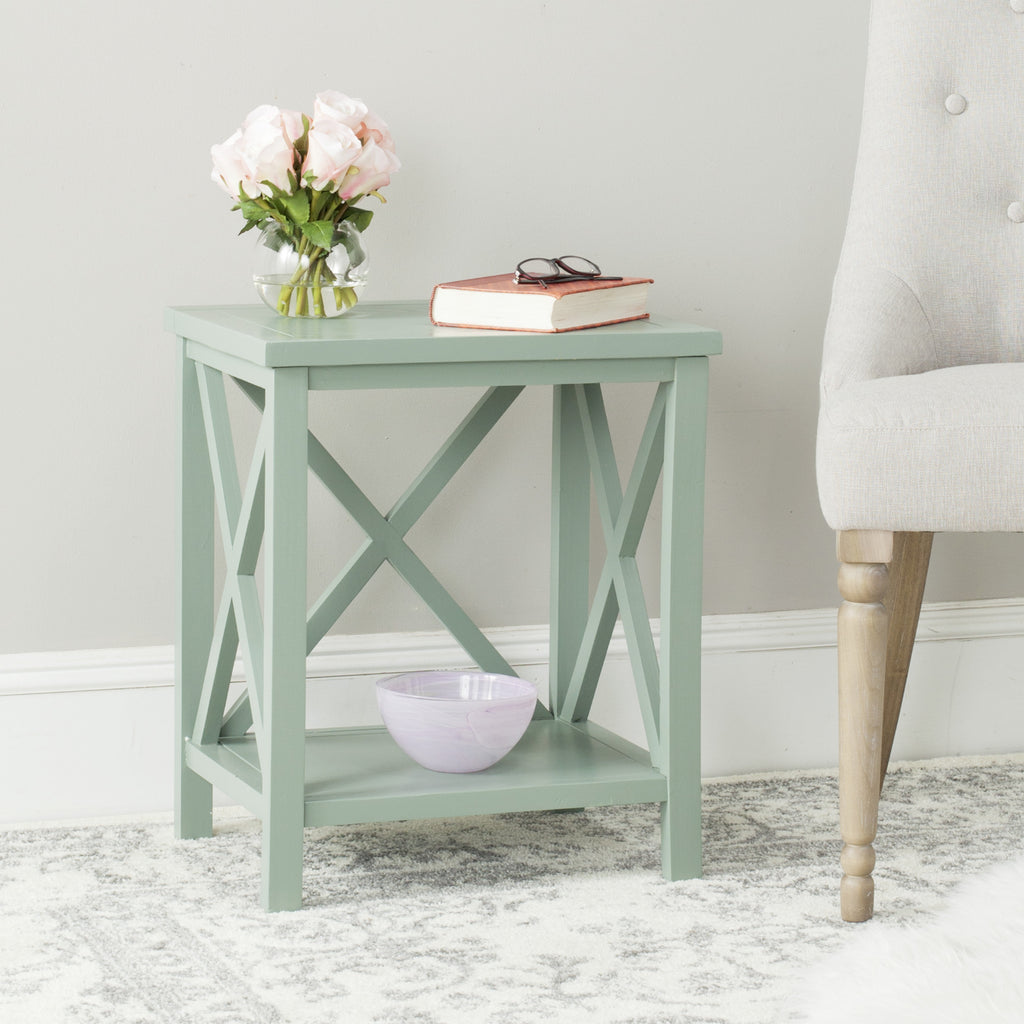 Safavieh Candence Cross Back End Table Dusty Green Furniture  Feature