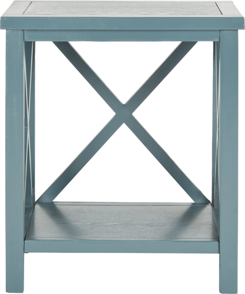 Safavieh Candence Cross Back End Table Slate Teal Furniture main image