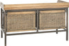 Safavieh Noah 2 Drawer Wooden Storage Bench Antique Pewter and Medium Oak Furniture 