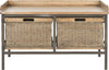 Safavieh Noah 2 Drawer Wooden Storage Bench Antique Pewter and Medium Oak Furniture main image