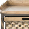 Safavieh Noah 2 Drawer Wooden Storage Bench Antique Pewter and Medium Oak Furniture 