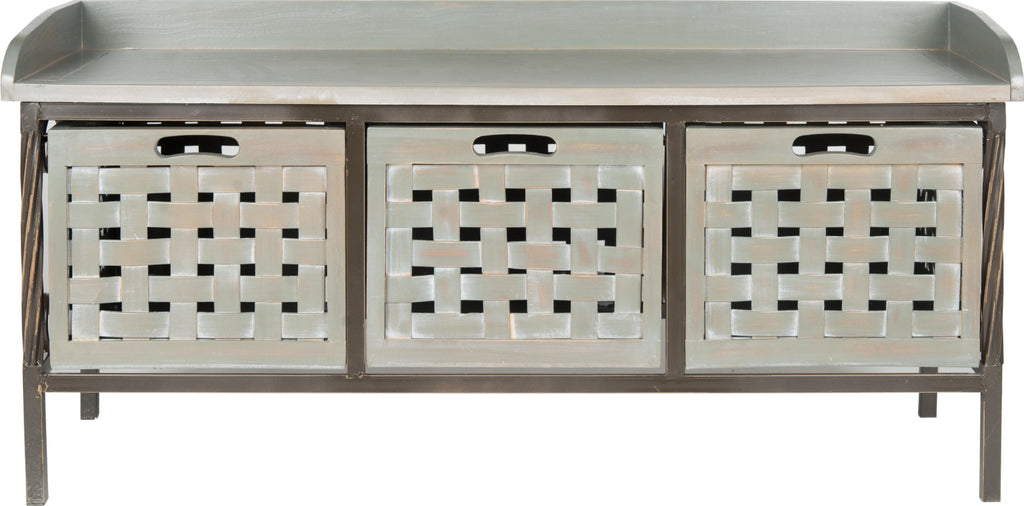 Safavieh Isaac 3 Drawer Wooden Storage Bench French Grey Furniture main image
