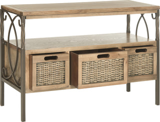 Safavieh Joshua 3 Drawer Console Antique Pewter and Oak Furniture 